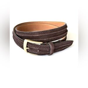 Brooks Brothers size 40 Suede Belt Leather Brass Buckle Made Italy Mens Women’s